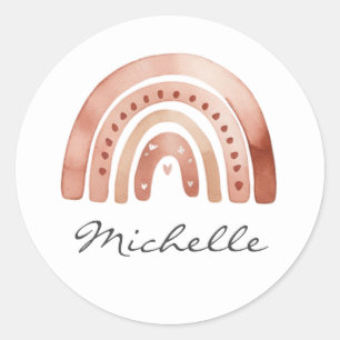 Sticker Rond Tendance Mignon Bohème Aquarelle Arc-en-ciel Perso