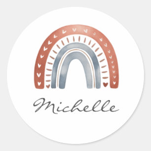 Sticker Rond Tendance Mignon Bohème Aquarelle Arc-en-ciel Perso