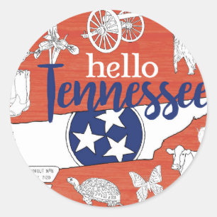 Sticker Rond Tennessee State Symbols Volunteer State Images