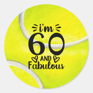 Sticker Rond Tennis 60e anniversaire avec balle de tennis