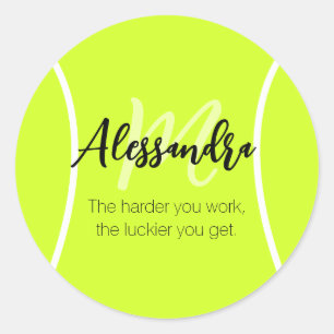 Sticker Rond Tennis ball nom personnalisé & texte