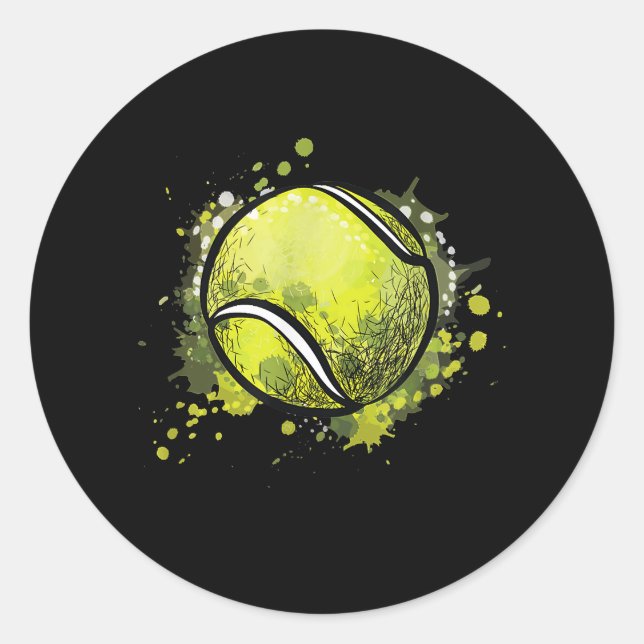 Sticker Rond Tennis Ball Sport and Tennis Lover Christmas (Devant)