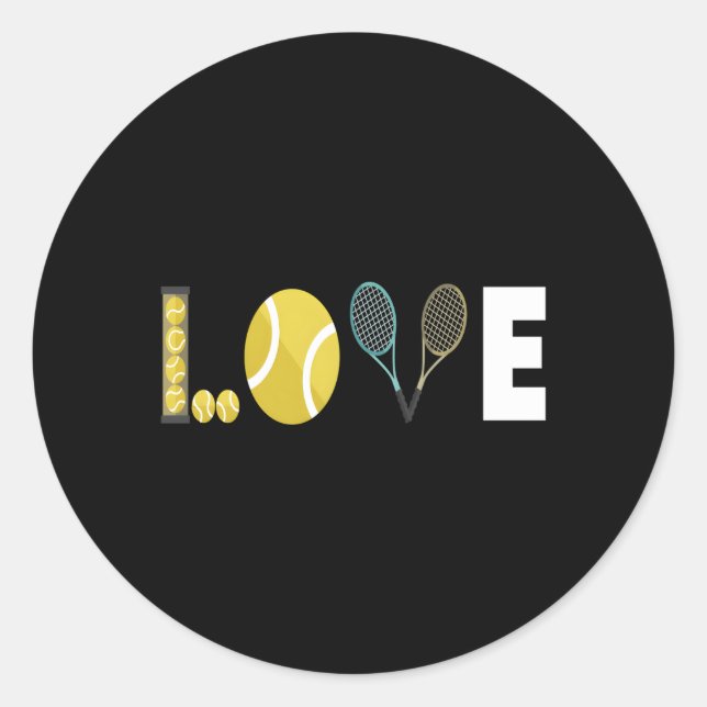 Sticker Rond Tennis Love Tennis Racket Tennis Ball Tennis Pla (Devant)