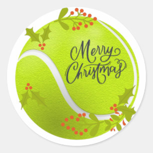 Sticker Rond Tennis Noël avec balle de tennis et Père Noël