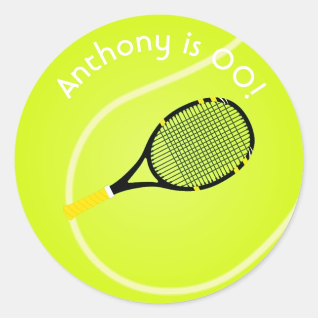Sticker Rond Tennis soirée d'anniversaire (Devant)