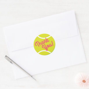 Sticker Rond Tennis Sports Anniversaire fête Merci rose