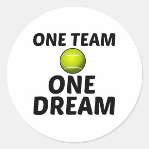 STICKER ROND TENNIS UNE ÉQUIPE UN RÊVE AMUSANT