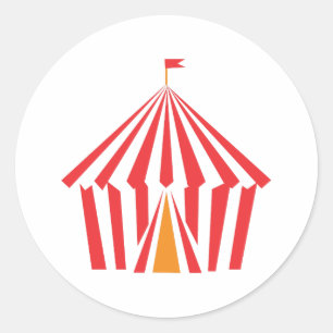 Sticker Rond Tente en bande rouge