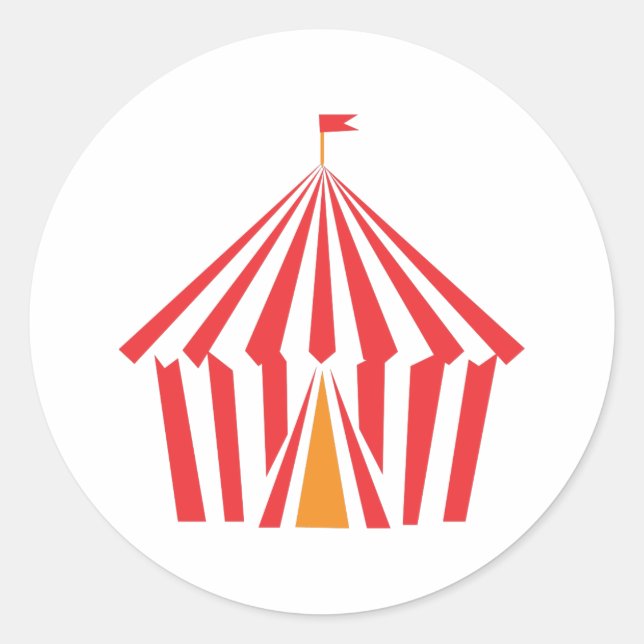 Sticker Rond Tente en bande rouge (Devant)
