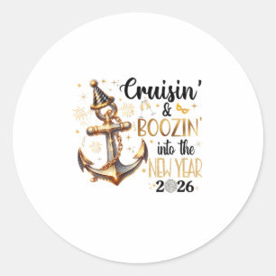 Sticker Rond Tenue de croisière en boisson du Nouvel An 2026 2
