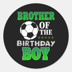 Sticker Rond Tenue Frère Du Garçon D'anniversaire Stars Soccer