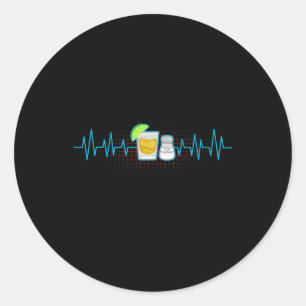 Sticker Rond Tequila Lime Salt Heartbeat Funny Cinco De Mayo Wi