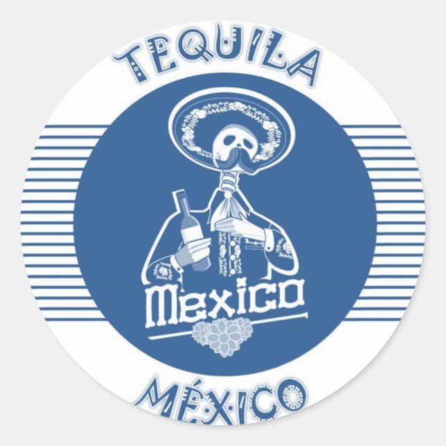 STICKER ROND TEQUILA MÉXICO BLEU (Devant)