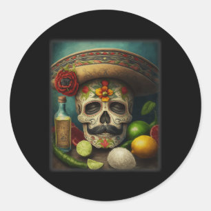 Sticker Rond Tequila Sombrero Cinco De Mayo