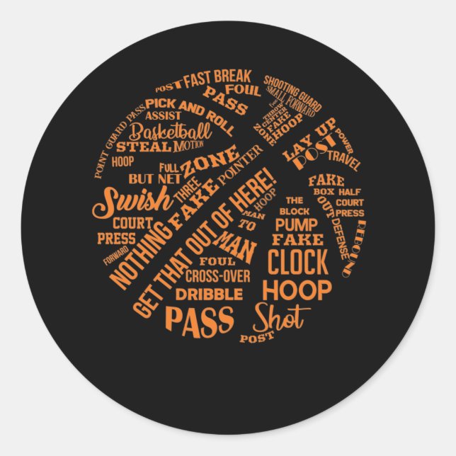 Sticker Rond Termes de basket-ball Motivation Motivation Mot Cl (Devant)