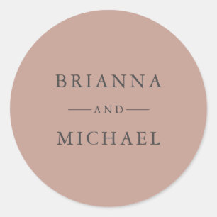 Sticker Rond Terra-Cotta Simple mariage élégant mariée et chamb