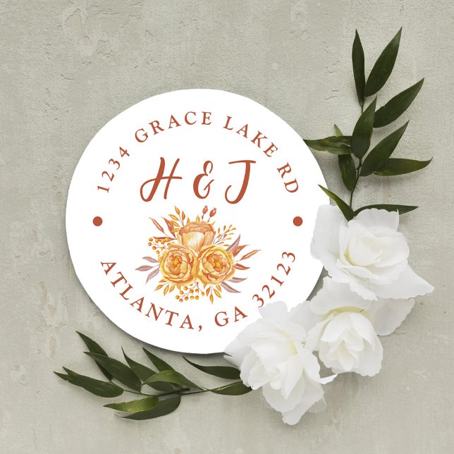 Sticker Rond Terracotta Boho Mariage Adresse de retour (Créateur téléchargé)