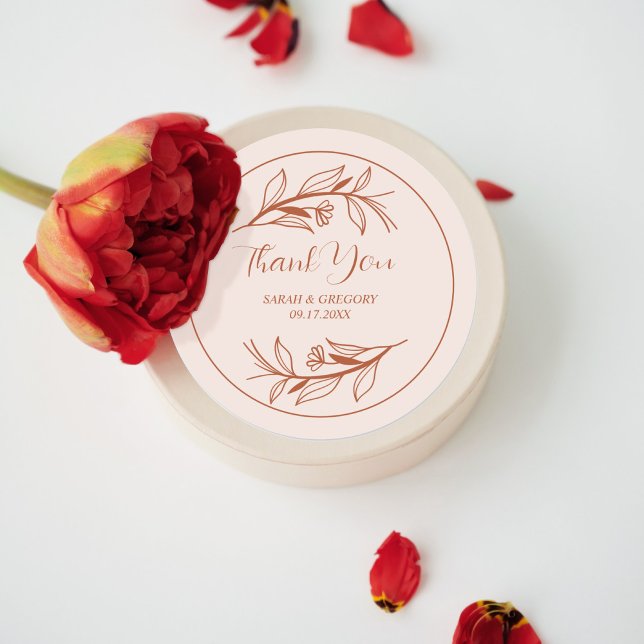 Sticker Rond Terracotta Boho Merci Mariage Faveur (Créateur téléchargé)