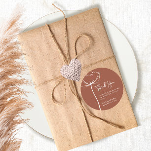 Sticker Rond Terracotta Bold Simple Mariage floral simple Merci