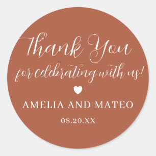 Sticker Rond Terracotta Calligraphie Mariage Merci Favor