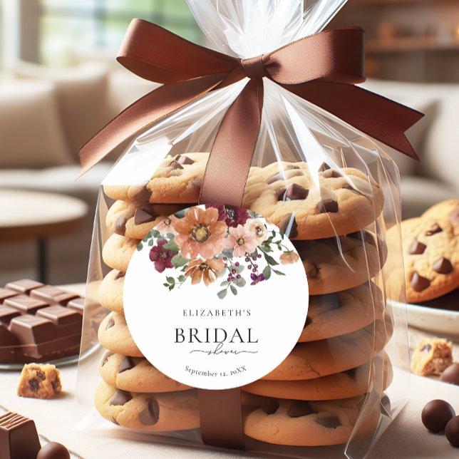 Sticker Rond Terracotta Fall Fête des mariées florale (Créateur téléchargé)