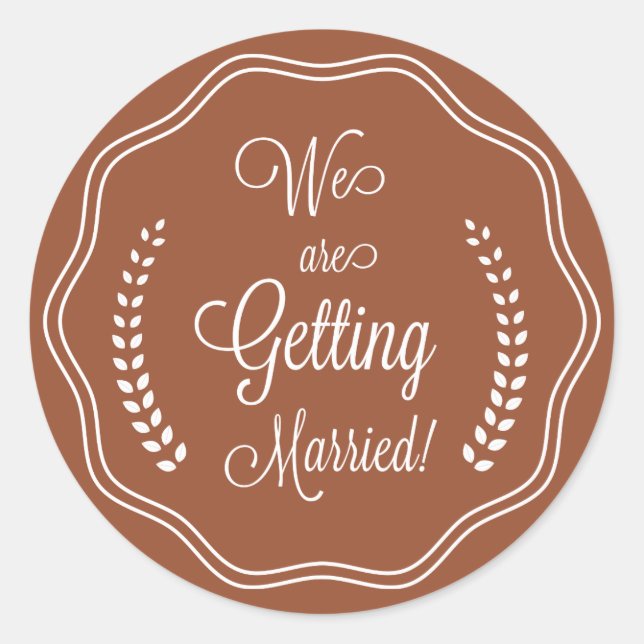 Sticker Rond Terracotta Joli sceau de script Enregistrer la dat (Devant)