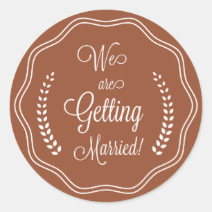 Sticker Rond Terracotta Joli sceau de script Enregistrer la dat