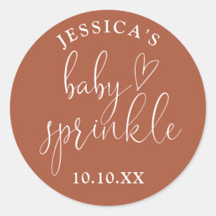 Sticker Rond Terracotta Neutre Baby Sprinkle Douche Favoriser