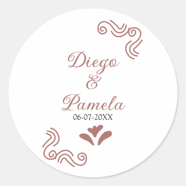 Sticker Rond Terracotta noir rustique espagnol mariage couple f (Devant)