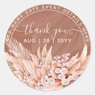 Sticker Rond Terracotta Pampas Grass Merci Favoriser