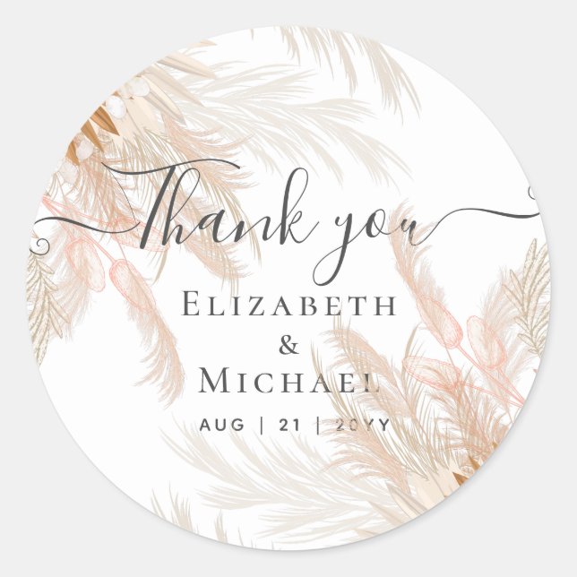 Sticker Rond Terracotta Pampas Mariage Tropical Grass (Devant)
