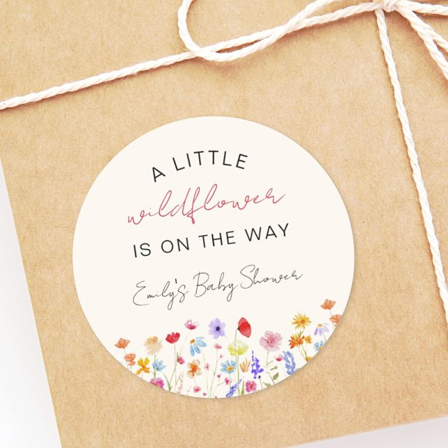 Sticker Rond Terracotta Un Petit Baby shower Fleur sauvage (Créateur téléchargé)