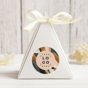 Sticker Rond Terracotta, vert abstrait peint minimaliste modern