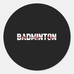 Sticker Rond Terrain de badminton Raquette - Navette Ekg Cœur