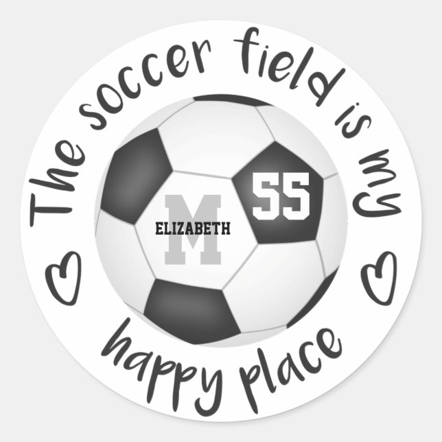 Sticker Rond terrain de football blanc ceint est mon endroit he (Devant)