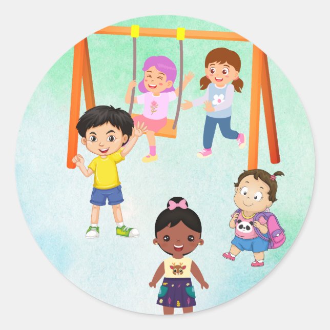 Sticker Rond Terrain de jeux scolaire (Devant)