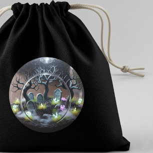 Sticker Rond Terrarium effrayant d'Halloween ensorcelé 