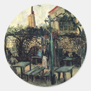 Sticker Rond Terrasse d'un Café sur Montmartre La Guinguette
