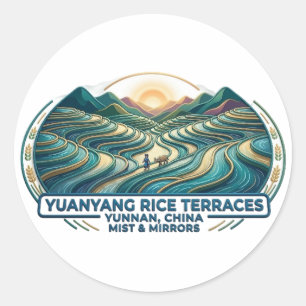 STICKER ROND TERRASSES RIZICOLES DE YUANYANG