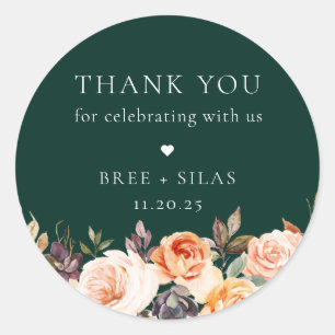 Sticker Rond Terre Automne Mariage Floral Merci