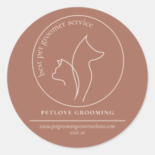 Sticker Rond Terre Cuite Art Linéaire Vétérinaire Animal de Com