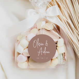 Sticker Rond Terre cuite Mariage de script manuscrit moderne