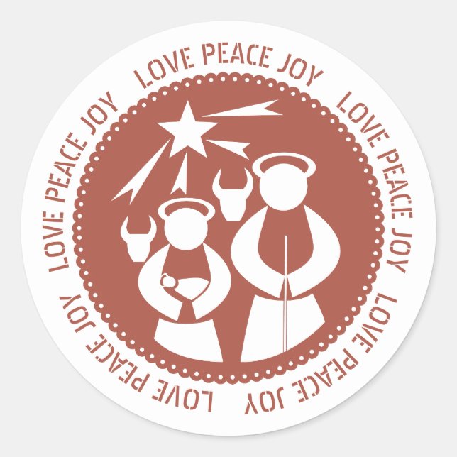 Sticker Rond Terre cuite minimale Noël de la crèche (Devant)
