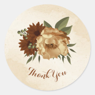 Sticker Rond terre cuite rustique verdure fleurie merci
