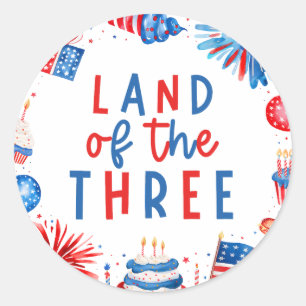 Sticker Rond Terre Des Trois 4 juillet 3e Fête D'Anniversaire