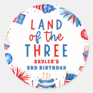 Sticker Rond Terre Des Trois 4 juillet 3e Fête D'Anniversaire