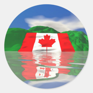 Sticker Rond Terre du drapeau canadien