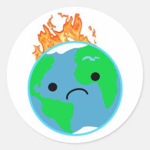 Sticker Rond Terre en feu