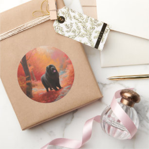 Sticker Rond Terre-Neuve en automne Leaves Fall Inspire