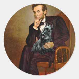 Sticker Rond Terrier écossais 3 - Lincoln